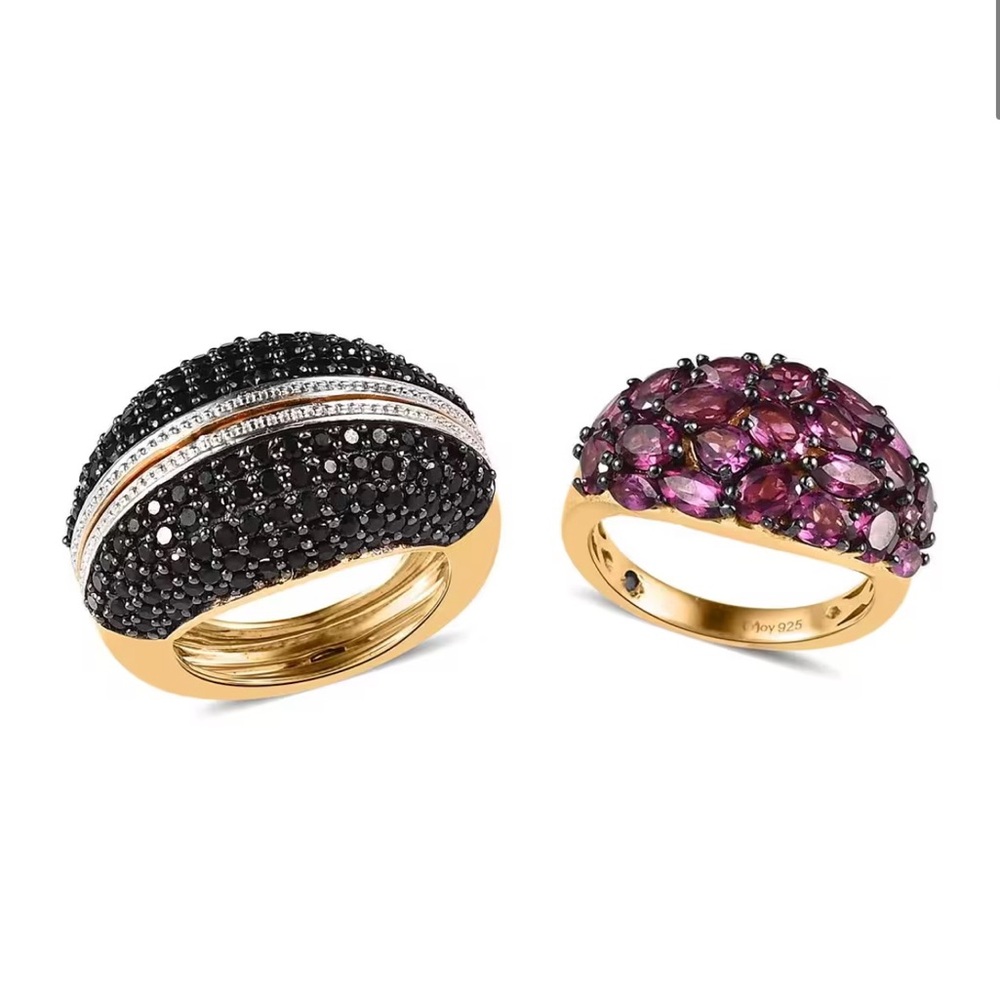 Orissa Rhodolite Garnet Multi Gemstone Openable Ring In Vermeil YG Over SS S7